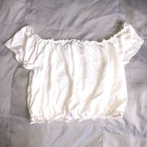 White thin off shoulder crop top